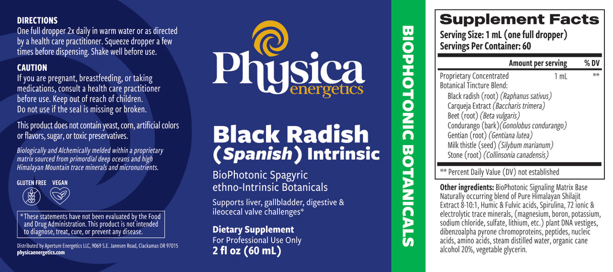 Black Radish (Spanish) Intrinsic label