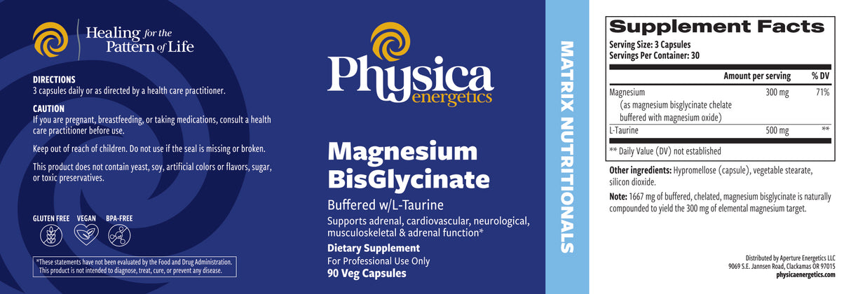 Magnesium BisGlycinate w/Taurine label
