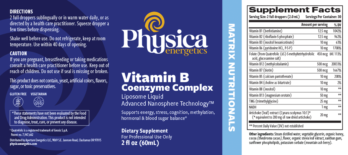 Vitamin B Coenzyme Complex label